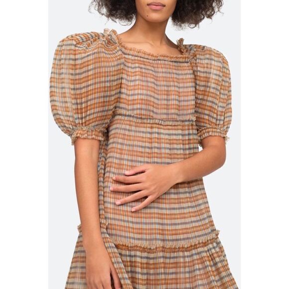 Sea NY Teddie puff sleeve plaid Dress - Picture 4 of 15